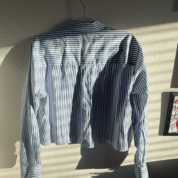 ME+EM
Women's Blue Cotton Striped Crop Shirt - US size 6 - Picture 4 of 4